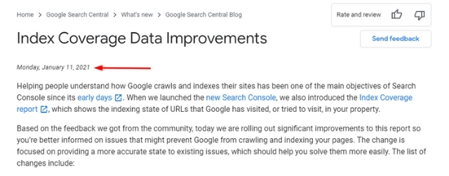 Search Console Coverage Report Update on 11th January 2021
